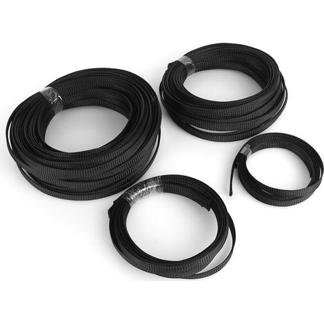 Tube PET tressé en nylon de 10 mm de diamètre, noir