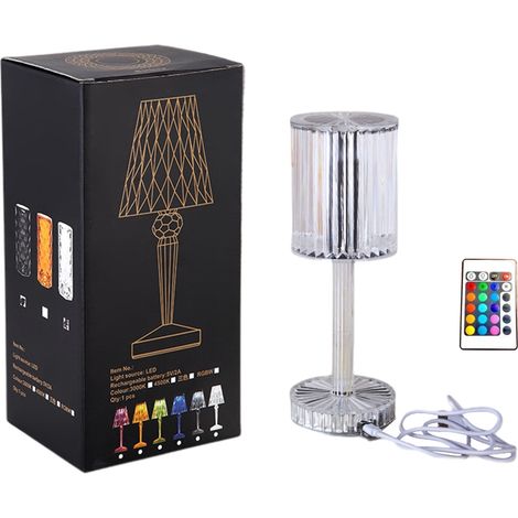 Wiederaufladbare Kristall-Tischleuchte mit 16 RGB-Farben und Fernbedienung – Dekorative Nachttisch- und Schreibtischlampe für Schlaf- und Wohnzimmer (1/5)