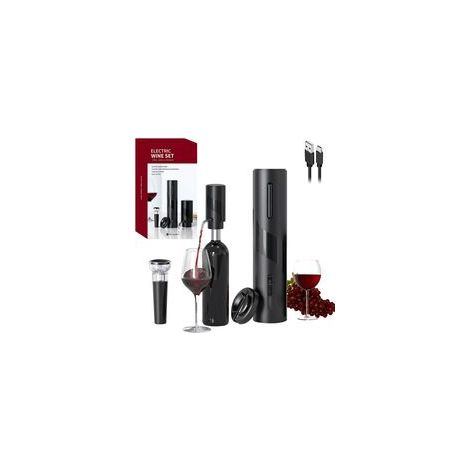 Tire-bouchon électrique 4 en 1, ouvre-bouteille, accessoires pour le vin, distributeur automatique, ABS, noir (1/5)