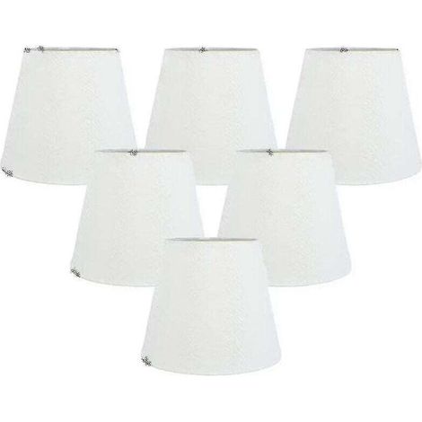Set of 6 white fabric lampshades with clamps for chandeliers, replacement for E14 wall lamps (1/3)