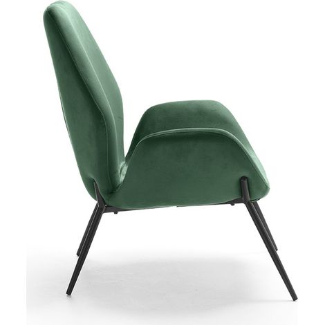 Poltrona Brandy di Design Contemporaneo - Seduta in Velluto Verde Scuro e Struttura in Metallo Verniciato Nero - Comfort Avvolgente (1/5)