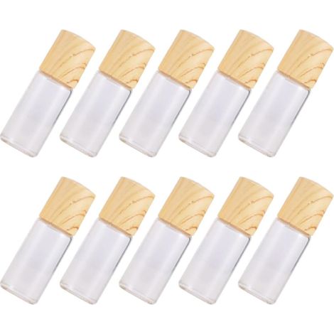 10 Stück Nachfüllbare Rolle On Flaschen aus Glas mit 3ml Fassungsvermögen Leicht mit Abs Holzoptikverschluss zum Schutz Ätherischer Öle vor Licht (1/5)