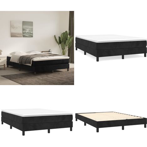 Cama box spring con colchón terciopelo negro 140x200 cm - Colchón de muelles - Cama de muelles