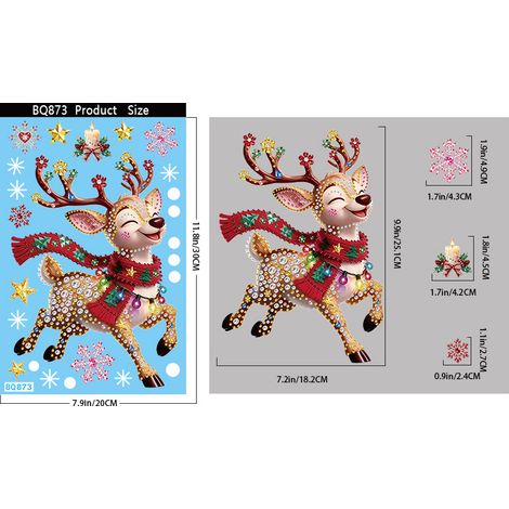 Stickers statiques pour vitrines, motif mosaïque strass, Père Noël et bonhomme de neige, décorations de Noël, stickers pour vitrines de magasins.