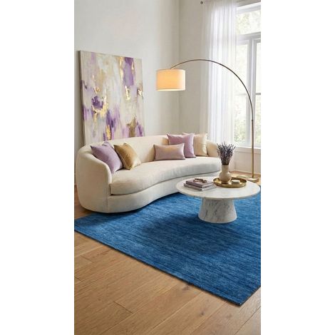 Tapis Gabbeh tissé Tapis Uni - Tapis en laine  - 240x170cm, Rectangular - 100% Laine vierge - Tissé main - Bleu