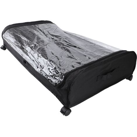 Boîte rangement sous lit à roulettes acier carbone tissu Oxford PVC 30kg pliante coffre tiroir mobile chaussures vêtements couvertures noir (1/5)