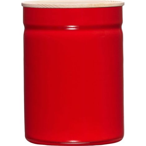 Riess Vorratsdose mit Eschenholzdeckel Ø13cm 2,06L Tomato Emaille