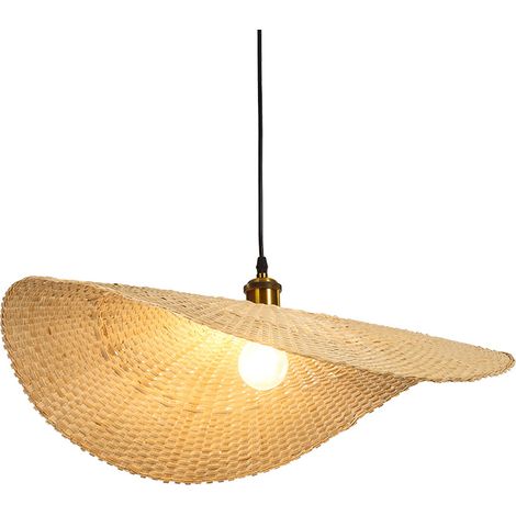 Luminaire , lustre , naturel - lampe suspendue en tressé naturel , douille E27 - possibilité ampoule LED 60W maxi, Diam. 40 (1/4)