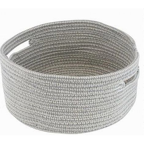 TRADE SHOP - Cestino Portaoggetti Cesto Con Manici In Tessuto Intrecciato Tondo 29x13cm 10639 - (1/2)