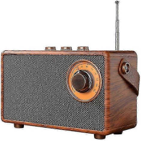 Retro FM Radio Portable Wooden Bluetooth Radio Bass Speaker Handsfree MP3 Player Support USB/TF Car (1/5)