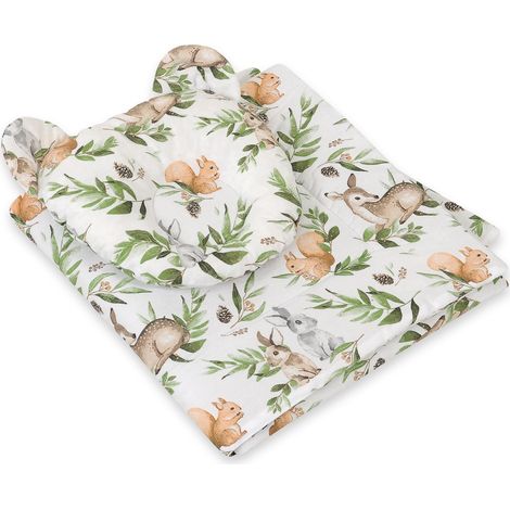 Couette ours en peluche avec rembourrage et oreiller profilé - Ensemble 2 pièces - Vert forêt (1/5)
