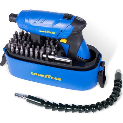 Avvitatore a batteria 3,6v 1,3ah con torcia custodia set punte Goodyear gy1353ls