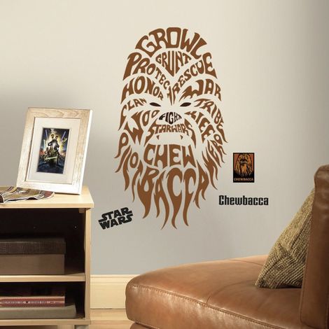 STAR WARS CHEWBACCA - Sticker repositionnable géant Chewbacca graphique-textes, Star Wars 74x41 (1/3)