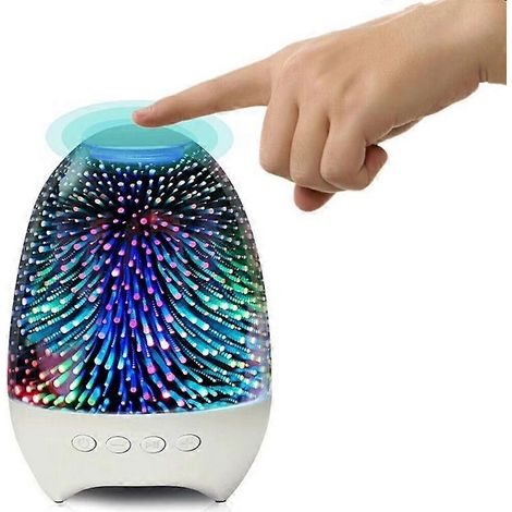 Enceinte Bluetooth phosphorescente, lampe de chevet tactile en verre 3D, enceinte LED portable sans fil 7 couleurs, lampe de bureau rechargeable, cadeau idéal pour un adulte. (1/5)
