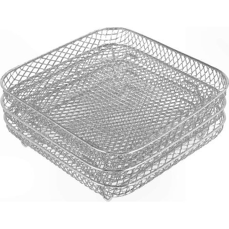 Grille de déshydratation carrée 20 cm, empilable pour friteuse à air chaud, accessoire de four compatible, lot de séchage multi-étages, acier inoxydable, réutilisable (1/5)