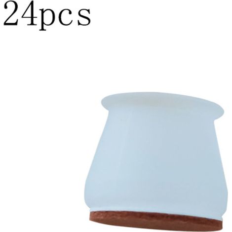 Set di 24 tappi protettivi in silicone e feltro per gambe di sedie, adatti a pavimenti in parquet con angoli arrotondati/quadrati. (1/3)