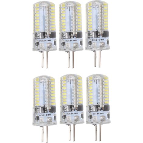 Lot de 6 ampoules LED GY6.35 5W AC 12V blanc chaud (2700 à 3000K) ou blanc pur (6000 à 6500K), 500 lm, 72 LED, pour la maison ou le bureau. (1/5)