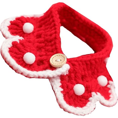 Collier-Carré Pour Chat - Écharpe Anti-Salive En Tricot Rouge - Pour Chiens Et Chats - Taille S - 1 Pièce (1/5)