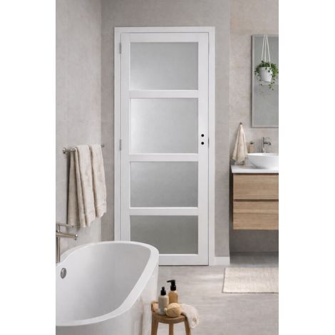 Blocco porta in tessuto bianco Tana H204 x L73 Spinta a destra