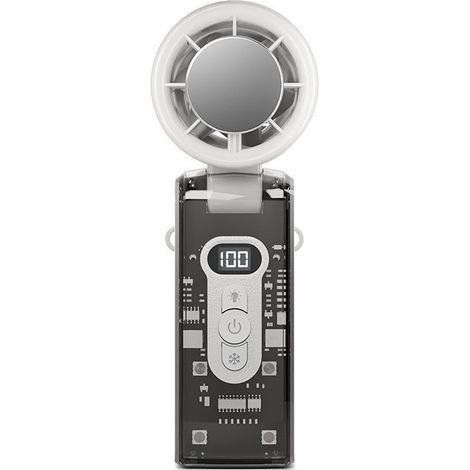 Faltbarer tragbarer Ventilator mit Peltier-Kühlung, 100 % einstellbarer Turbo, USB-C-Aufladung, integrierte LED-Leuchte, leise und leicht – Modell in mattweiß-lsw