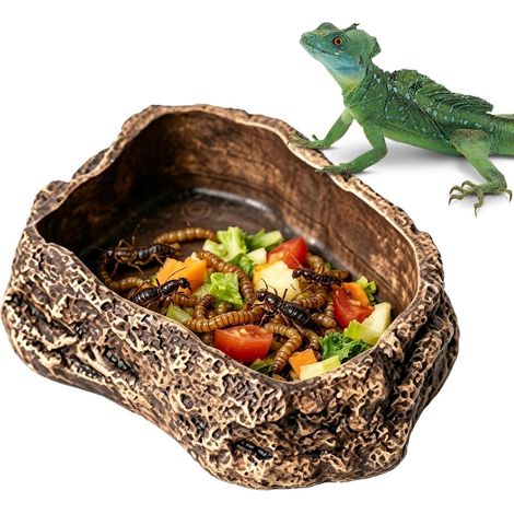 Wasserschale für Reptilien Steinoptik Rutschfest Futternapf Gecko-Echsen-Futter- und Badeschale Geeignet für Eidechsen, Frösche, Geckos, Schlangen, Einsiedlerkrebse, Bartagamen und Außenaquarien (1/5)