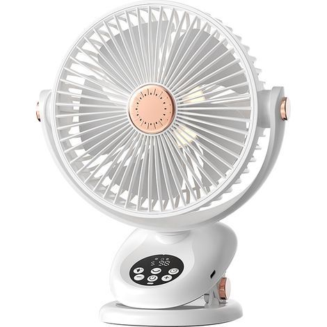 Petit ventilateur de bureau, rotation à 360°, ultra silencieux, rechargeable par USB, puissant flux d air pour la maison, la chambre, le bureau, le dortoir, la poussette, le camping (blanc) (1/5)
