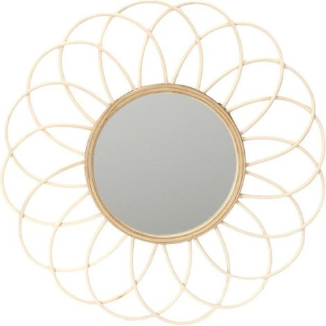 Miroir Mural en Rotin "Rosace" 56cm Naturel (1/3)