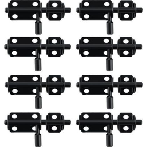 8pcs Verrou Porte Interieure, Loquet Porte Verrou Pratique, Loquet Porte Exterieur pour Armoire, Tiroir et Jardin, en Acier Inoxydable, Noir (1/4)