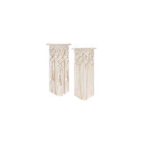 2-teiliges Makramee-Wandbehang-Set im Boho-Chic-Stil mit geometrischen Mustern – Wunderschöne Dekoration für Wohnung oder Studentenwohnheim, 75 cm (L) x 35 cm (B) – Crezuo (1/4)