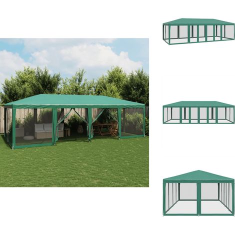 Partyzelt mit 12 Mesh-Seitenteilen Grün 8x4 m HDPE - Partyzelt - Partyzelte - Faltzelt - Zelt (1/5)