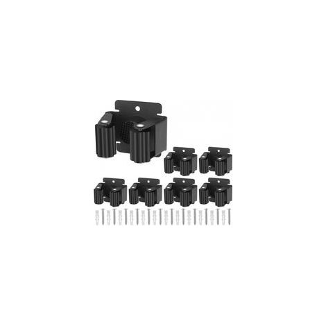 Lot de 6 supports muraux pour balais à franges, noirs, robustes, support mural pour balais, support mural pour balais, rangement pour outils de jardin et cuisine (1/5)