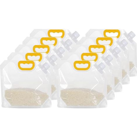 10 sacchetti per cereali richiudibili e resistenti all'umidità. Ventose trasparenti per conservare i cereali. Con manico per fagioli, cereali, ecc. (1/5)