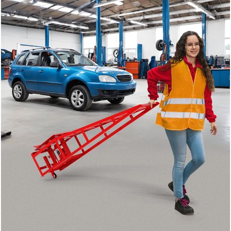 2 rampas elevadoras hidráulicas 114,3x32 cm de acero rojo, 5 t, para garaje – MEUBLIV (1/5)