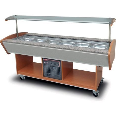 Buffet self service réfrigéré professionnel central - 6 bacs GN 1/1 - Furnotel