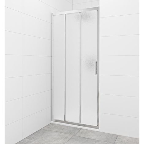 Swiss Aqua Technologies – Porte de douche 80 cm SIKOTEXE80CRG – Verre opaque 6 mm – Système de glissement – Hauteur 195 cm – Finition chrome brillant