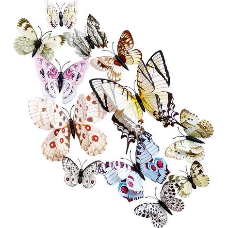 12PCS 3D Papillon Decoration Blanc,Stickers Muraux Papillon ave (1/5)