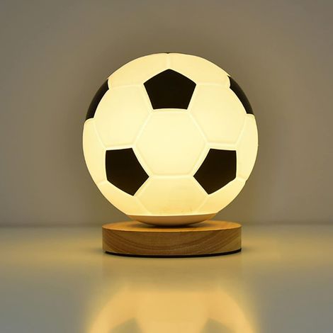 Veilleuse Football, Cadeau Football pour Garçons et Filles, Veilleuse en Verre avec Lumière Blanc Chaud Changeante, Cadeau Original pour les Fans de Sport