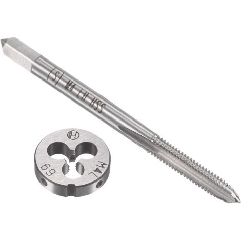 M4 x 0.7mm Métrique Gauche Main Ensemble à Fileter HSS Machine Filetage Vis Robinet avec Alliage Outil Acier Rond Filetage Matrice (1/4)