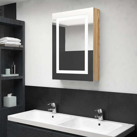 vidaXL Armario de baño con espejo y LED color roble 50x13x70 cm (1/5)