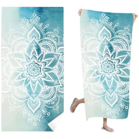 CSPARKV Microfiber Beach Towel 180x90 Anti Sand Large Size Bath Towel Quick Dry Beach Towel for Beach, Travel, Pool, Camping, Yoga, Sea Blue (1/5)
