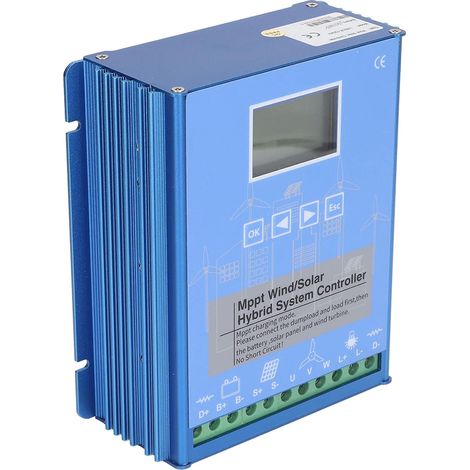 Contrôleur de charge hybride solaire éolien, 1000W Wind 8100W PV solaire, contrôleur de charge d'énergie LCD, identification automatique 24V 48V, MPPT, pour éolienne, panneau solaire, système (1/5)