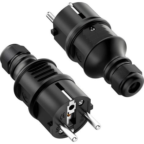 2 Pièces Mâle Fiche 250V 16A, Fiche D'alimentation de Contact de Protection avec Anti torsion, Prise Electrique Male Secteur de Contre de Terre pour Câble Intérieur et Extérieur, (1/5)