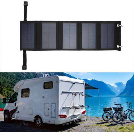 Panneaux solaires pliables 10 W à haut rendement, en polysilicium, portables, avec interface de sortie USB pour voiture (1/5)