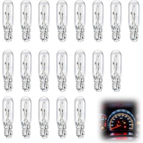20Pcs T5 12V 1.2W LED Incandescent Ampoule Tableau de Bord pour Voiture, Lumière Blanche Intérieure Ampoule Veilleuse Voiture Indicateur Plafonnier Matériau Quartz Verre pour Auto Moto Camion (1/5)