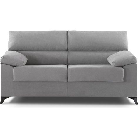 Home Heavenly® - Sofá HILTON, estructura de madera y tapizado antimanchas desenfundable. Color : 3 Plazas Gris (1/4)