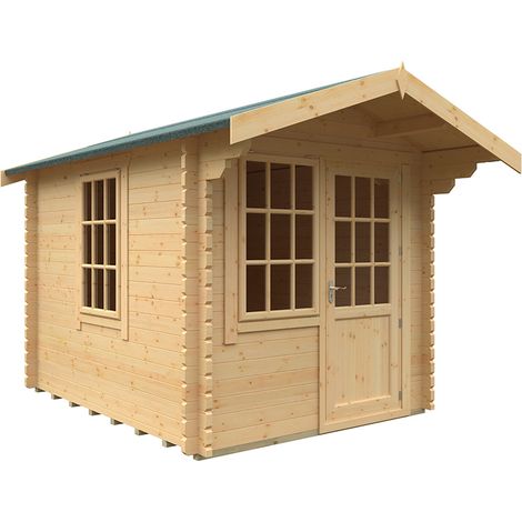 10x8w The Carrington Plus 44mm Cabin - L295 x W235 x H251.3 cm - Solid Wood/Softwood/Pine - Natural