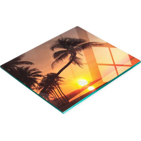 Tabla de cocina de vidrio templado con gr谩ficos decorativos de sol de playa, 60x52 cm. (1/5)