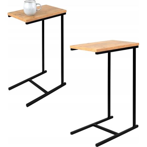 Mesa auxiliar Your Loft Design, color negro, madera clara, Sierra, 40x25x60 (1/5)