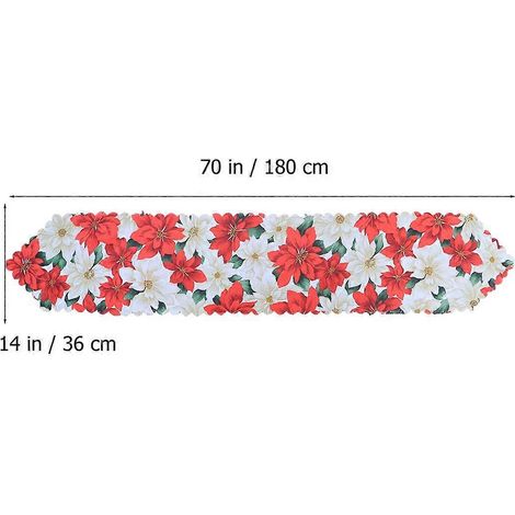 Nappe de Noël imprimée en coton et lin, chemin de table décoratif pour les fêtes d'hiver, 180 x 36 x 0,1 cm, 1 pièce (1/5)