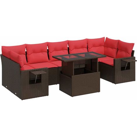vidaXL Set Divano da Giardino 8pz con Cuscini Marrone Polyrattan Acacia (1/5)